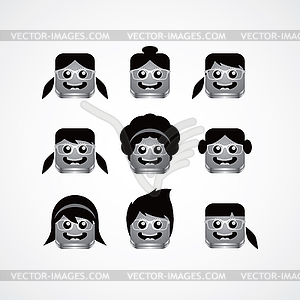 Geek girl avatar portrait set - vector clipart