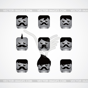 Male avatar portrait set - vector image