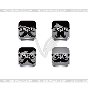 Geek guy avatar portrait set - vector image