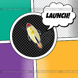 Rocket ship launch theme art - vector clipart