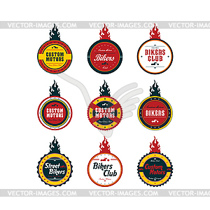 Vintage motorcycle badge theme set - vector clipart