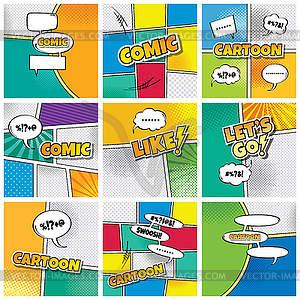 Cartoon comic book template - vector clip art