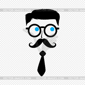 Geek nerd guy with mustache - vector clip art