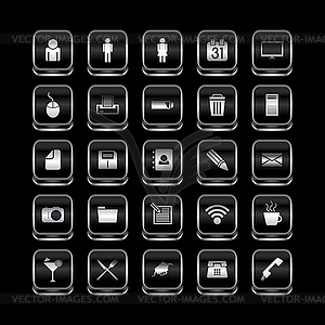 Металлическая пластина набор значок кнопки тема - изображение в формате EPS