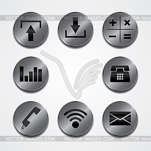 Metal plate theme icon button set - vector clipart / vector image