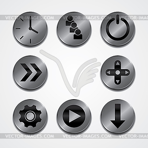 Metal plate theme icon button set - vector image