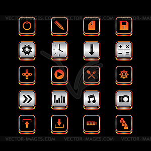 Metal plate theme icon button set - vector image