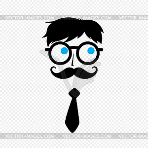 Geek nerd guy with mustache - vector image