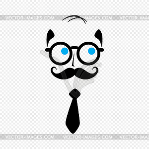 Geek nerd guy with mustache - vector clipart