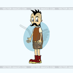 Male cartoon character mustache gentleman - vector image