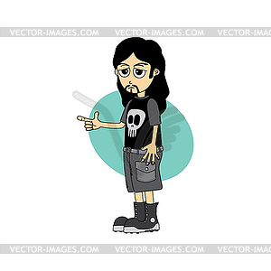 Male cartoon character finger gesture theme - vector clip art