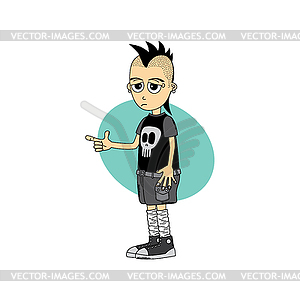 Male cartoon character finger gesture theme - vector image