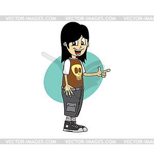 Male cartoon character finger gesture theme - color vector clipart