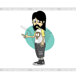 Mustache male cartoon character finger gesture theme - vector clipart