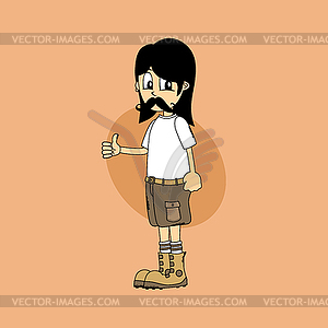 Male cartoon character thumb up gesture - vector clip art