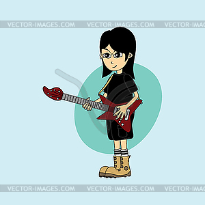 Male cartoon character band guitar theme - vector clip art