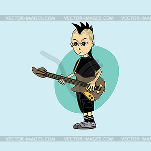 Male cartoon character band guitar theme - vector clipart / vector image