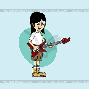 Мужской персонаж мультяшныйа тема группа гитары - иллюстрация в векторном формате