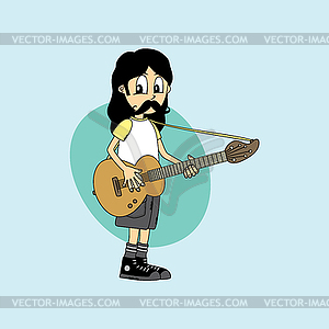 Male cartoon character band guitar theme - vector clipart