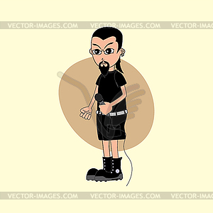 Male cartoon character singer music band - vector clip art