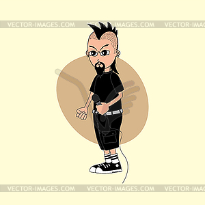 Male cartoon character singer music band - vector image