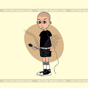 Male cartoon character singer music band - vector clipart