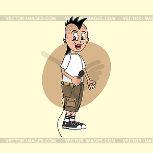 Male cartoon character singer music band - vector clipart / vector image