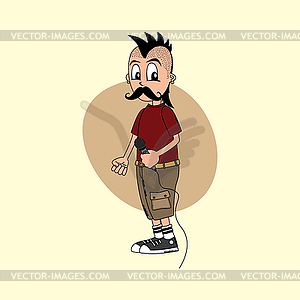 Male cartoon character singer music band - vector clipart