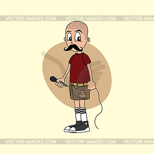 Male cartoon character singer music band - color vector clipart