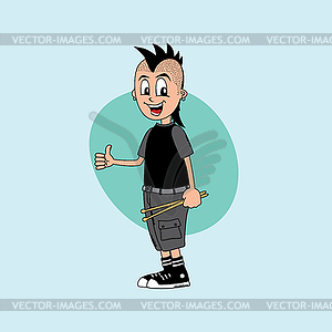 Male cartoon character drummer music band - royalty-free vector clipart