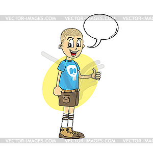 Male cartoon character thumb up - vector clipart