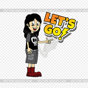 Male cartoon character let`s go text theme - vector clipart / vector image