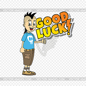 Male cartoon character good luck theme - vector clip art