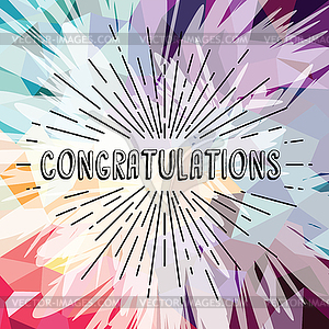 Congratulations greetings sunrays retro theme - vector clipart