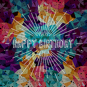 Happy birthday greetings sunrays retro theme - vector image