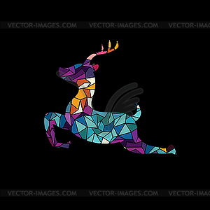 Deer colorful mosaic pattern - vector clipart