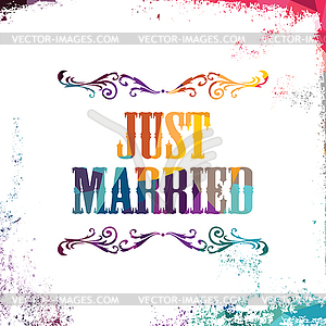 Just married bstract colorful triangle geometrical - vector clipart