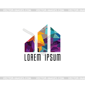 Абстрактный красочный треугольник геометрический логотип Logotyp - клипарт в векторном формате