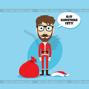 Santa claus costume skinny dad - vector clipart