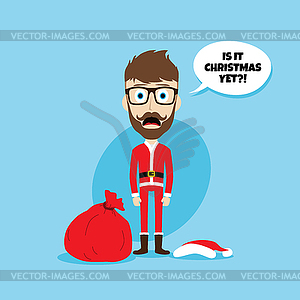 Santa claus costume skinny dad - vector clipart