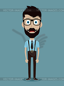 Бизнесмен офис парень смешной мультипликационный персонаж - векторный клипарт