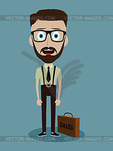 Businessman office salesman guy funny cartoon - vector image