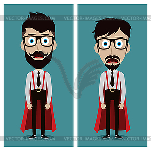 Young businessman in flat style superhero - vector image