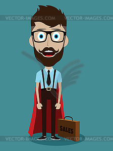 Young businessman in flat style superhero - vector EPS clipart