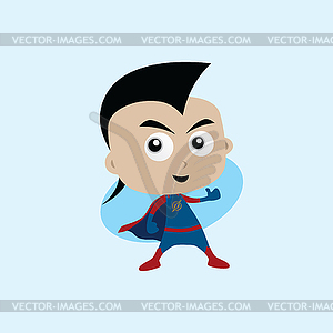 Adorable and amazing cartoon superhero in classic - royalty-free vector clipart