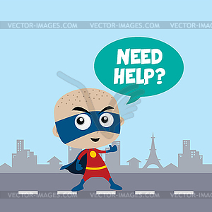 Adorable and amazing cartoon superhero in classic - vector image