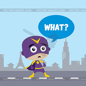 Adorable and amazing cartoon superhero in classic - vector image