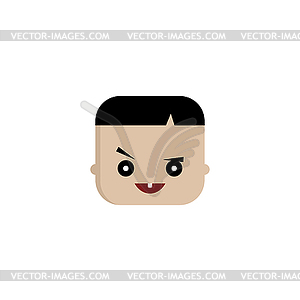 Square shape funny expression cartoon head - vector image