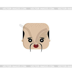 Square shape funny expression cartoon head - vector clipart