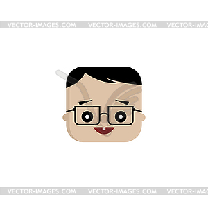 Square shape funny expression cartoon head - vector clipart